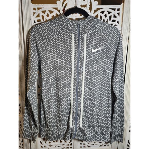 Nike Grey Zip Up Hoodie Sweatshirt Size XL 100% Cotton Swoosh Logo - Picture 2 of 8
